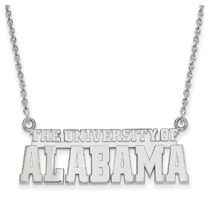 Curved gem necklace-10k White Gold U. of Alabama Small Script Necklace