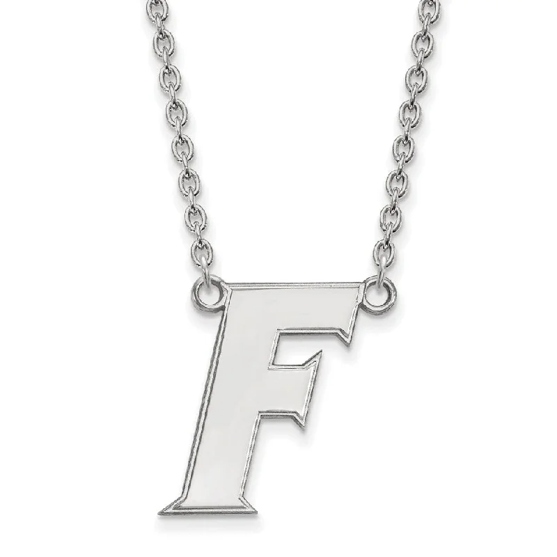 10k White Gold U of Florida Large Initial F Pendant Necklace