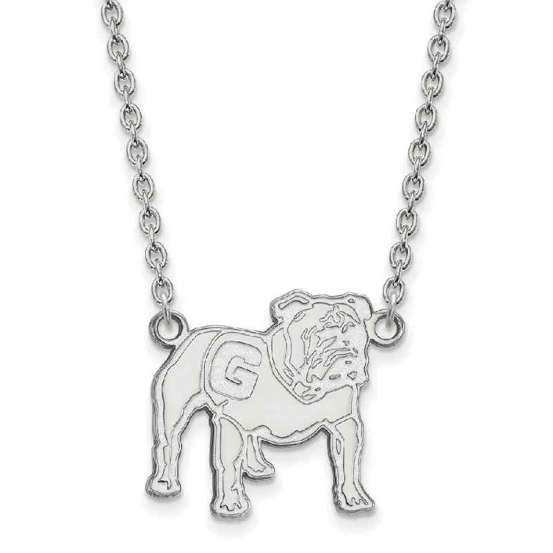 10k White Gold U of Georgia Large Pendant Necklace