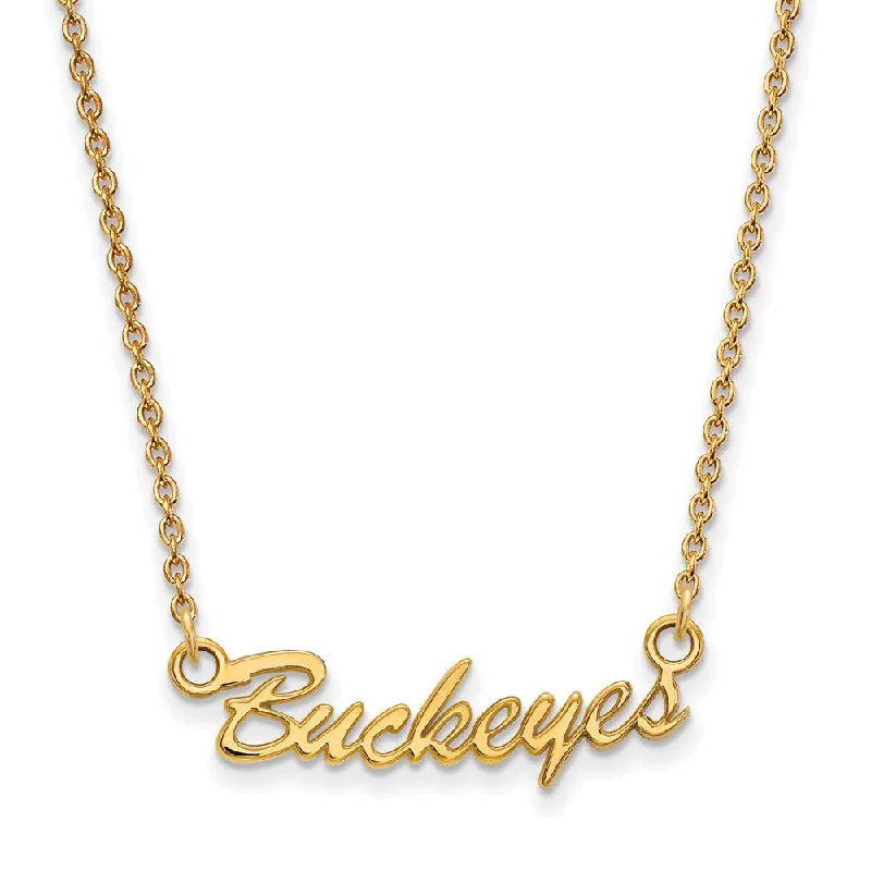 10k Yellow Gold Ohio State Small Script Pendant Necklace