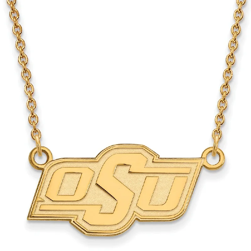 Branch-twist necklace-10k Yellow Gold Oklahoma State OSU Small Pendant Necklace