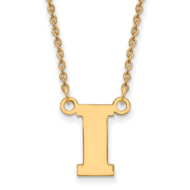 Glossy platinum necklace-10k Yellow Gold U of Iowa Small Initial I Pendant Necklace