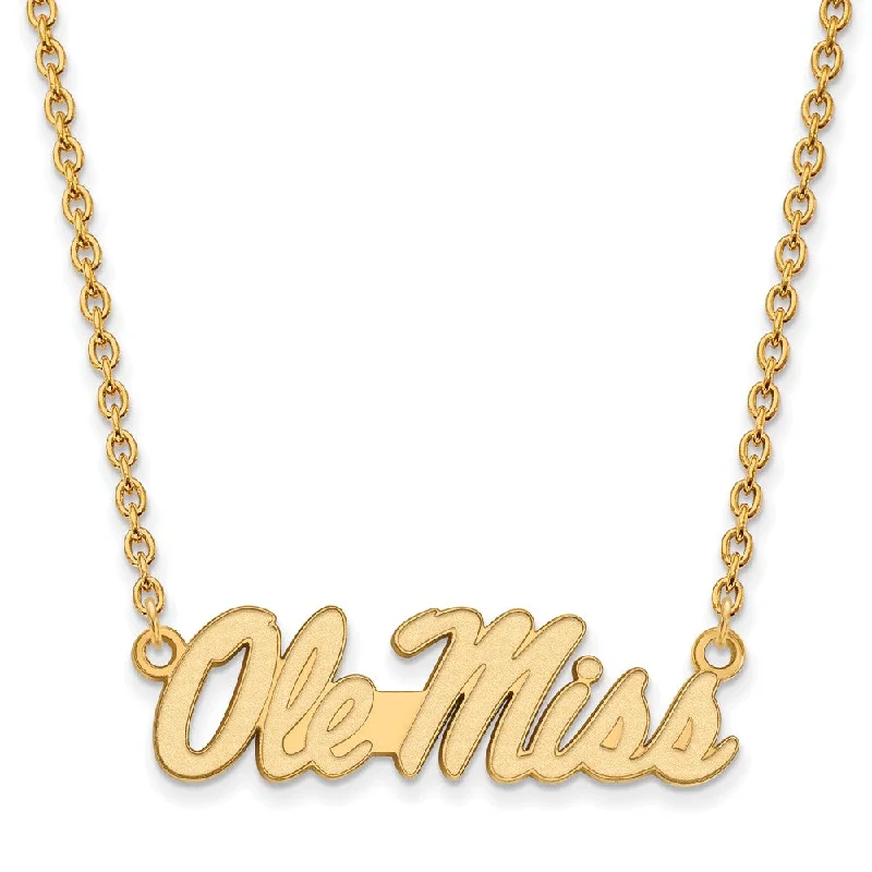 10k Yellow Gold U of Mississippi Large Ole Miss Pendant Necklace