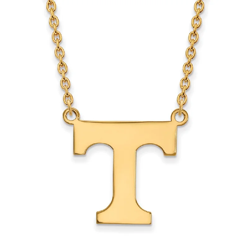 Offset chain necklace-10k Yellow Gold U of Tennessee Large Initial T Pendant Necklace