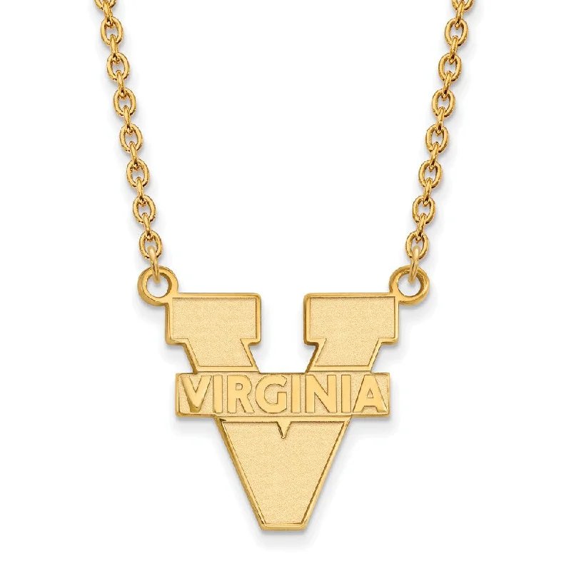 Connected chain necklace-10k Yellow Gold U of Virginia Large 'V' Logo Pendant Necklace