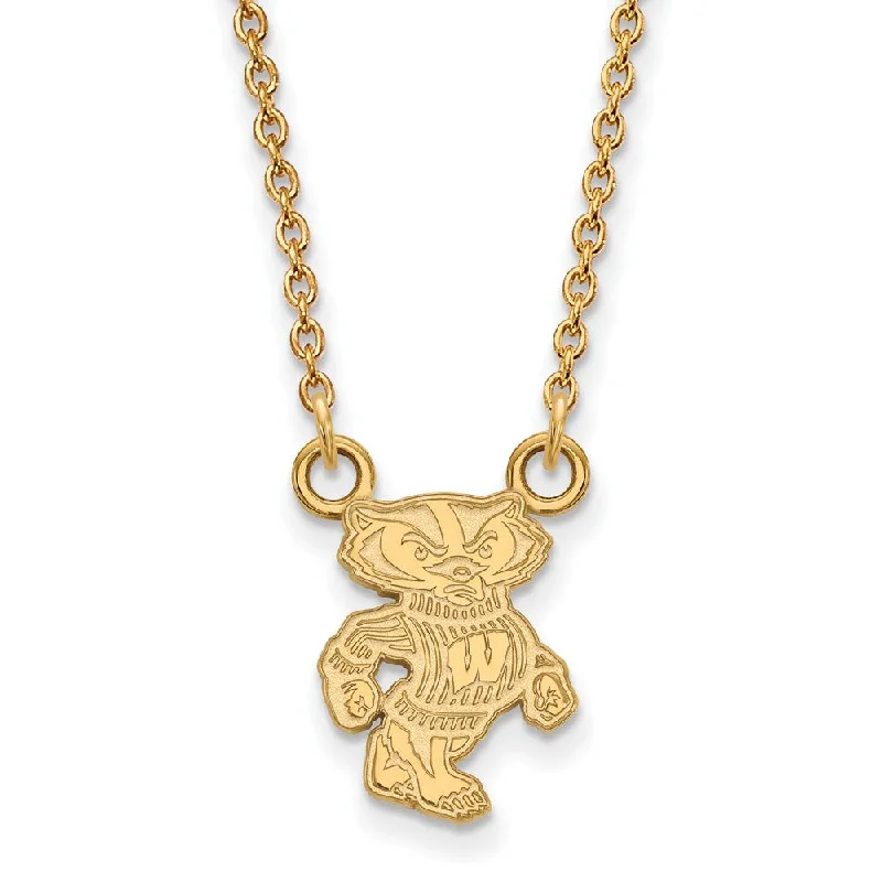 10k Yellow Gold U of Wisconsin Small Logo Pendant Necklace