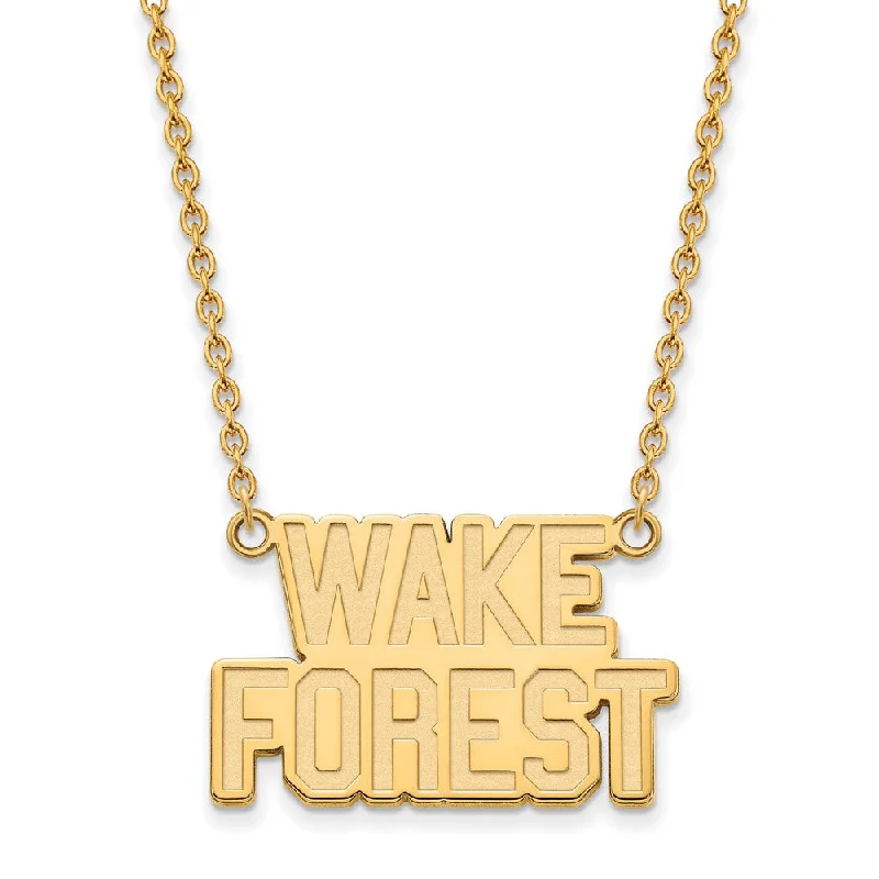 10k Yellow Gold Wake Forest U Large Pendant Necklace