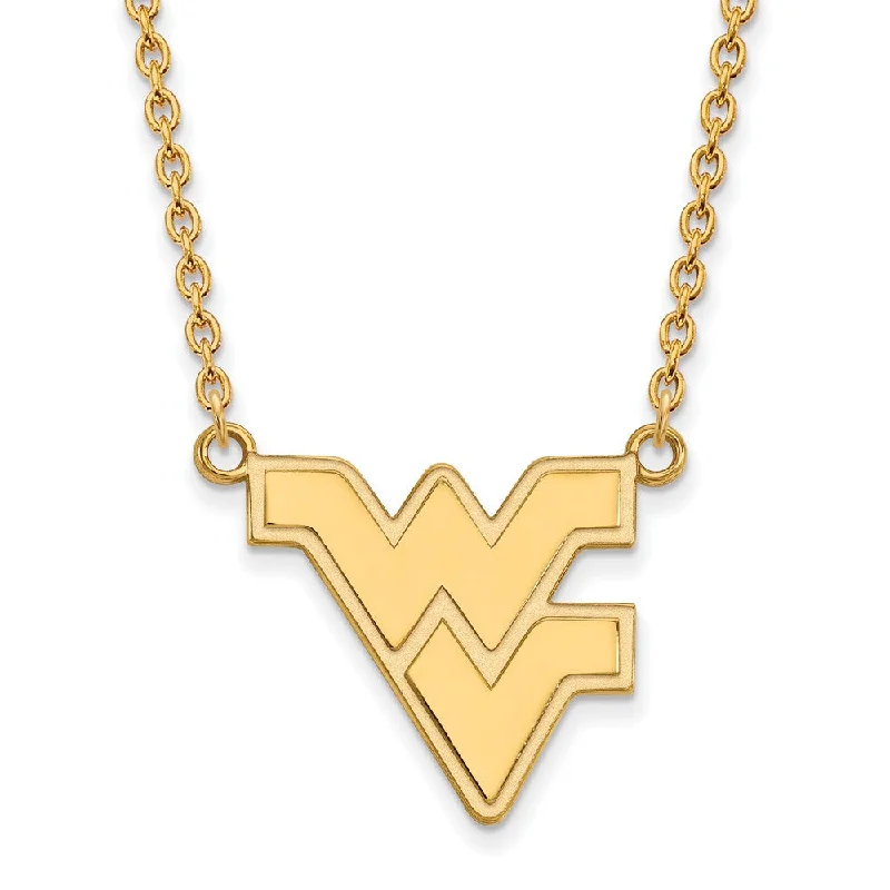 10k Yellow Gold West Virginia U Large 'WV' Pendant Necklace