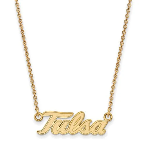 Hexagonal pendant necklace-14k Gold Plated Silver The U of Tulsa Large Pendant Necklace