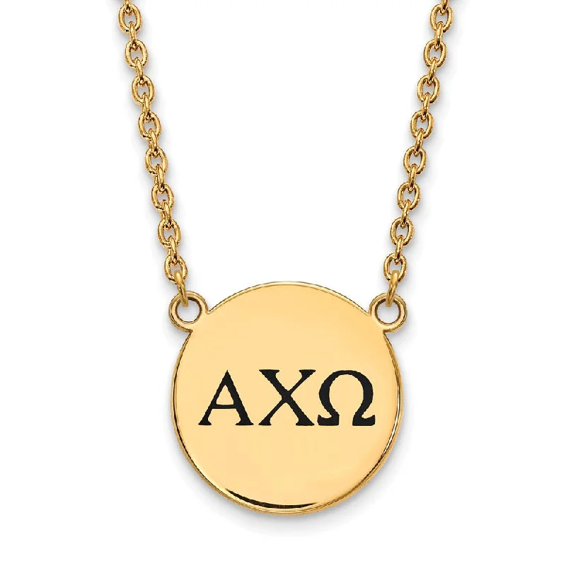 Fine braid necklace-14K Plated Silver Alpha Chi Omega Large Enamel Greek Letters Necklace