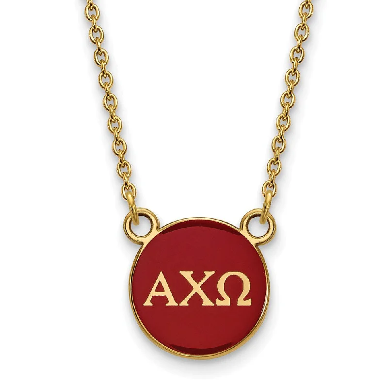 Light-carved necklace-14K Plated Silver Alpha Chi Omega Small Red Enamel Disc Necklace