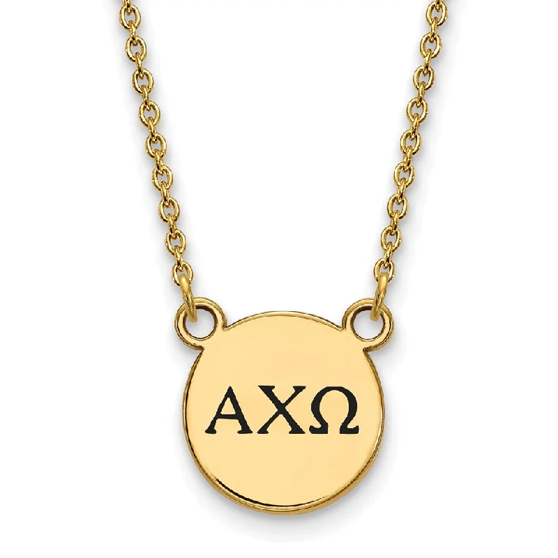 Cast gold necklace-14K Plated Silver Alpha Chi Omega Small Enamel Greek Letters Necklace