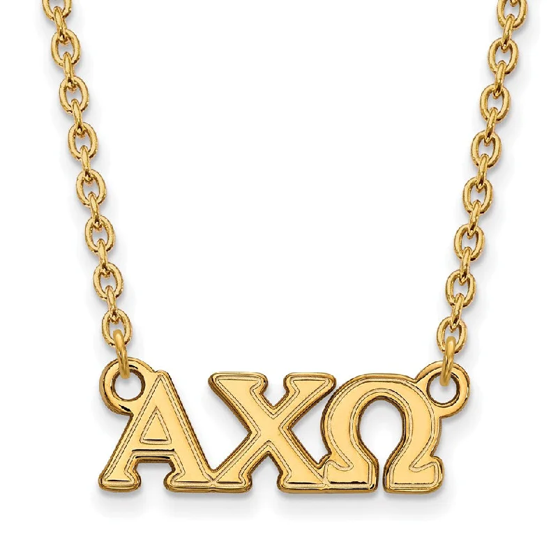 Diverse gem necklace-14K Plated Silver Alpha Chi Omega Small Greek Letters Necklace