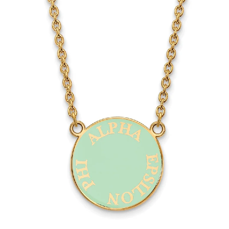 14K Plated Silver Alpha Epsilon Phi Small Enamel Disc Necklace