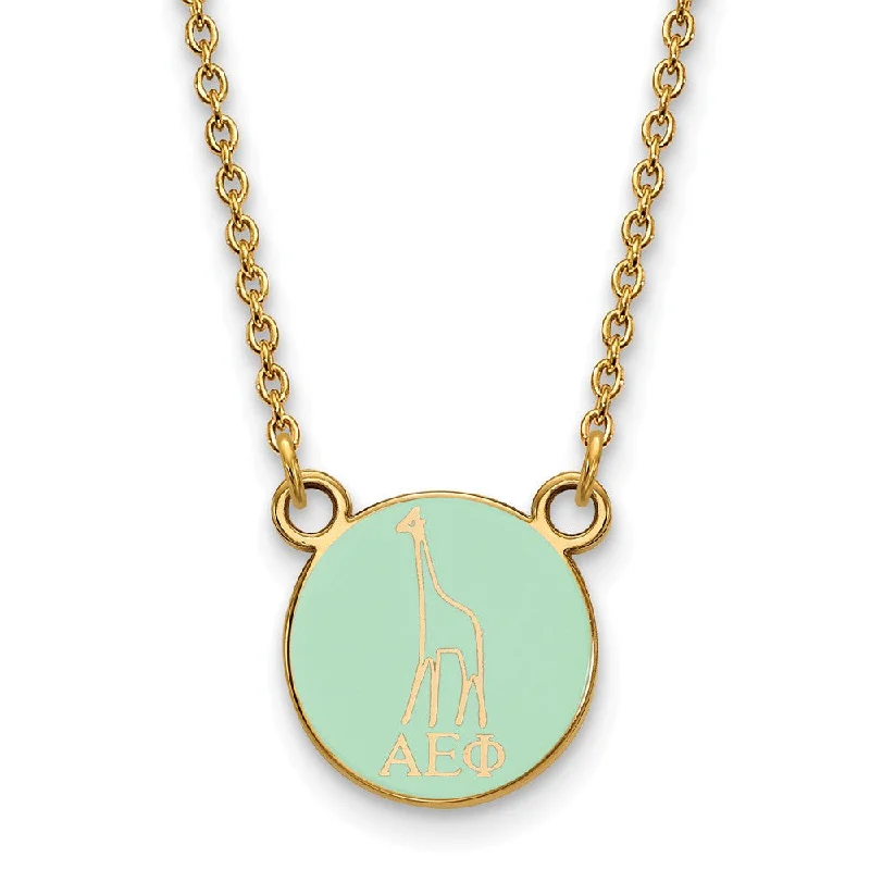 High bar necklace-14K Plated Silver Alpha Epsilon Phi XS (Tiny) Enamel Mascot Necklace