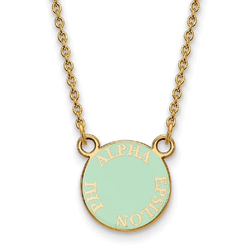 14K Plated Silver Alpha Epsilon Phi XS (Tiny) Enamel Disc Necklace