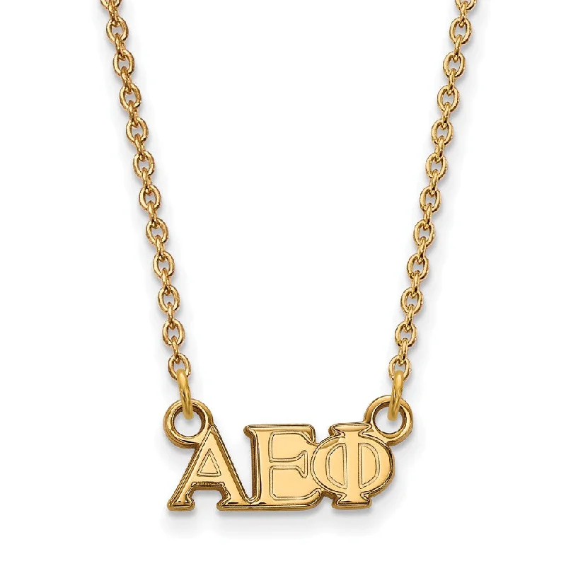 Flush-rim necklace-14K Plated Silver Alpha Epsilon Phi XS (Tiny) Greek Letters Necklace