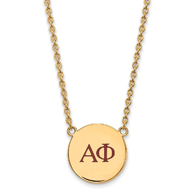 Incised gem necklace-14K Plated Silver Alpha Phi Large Red Enamel Greek Letters Necklace