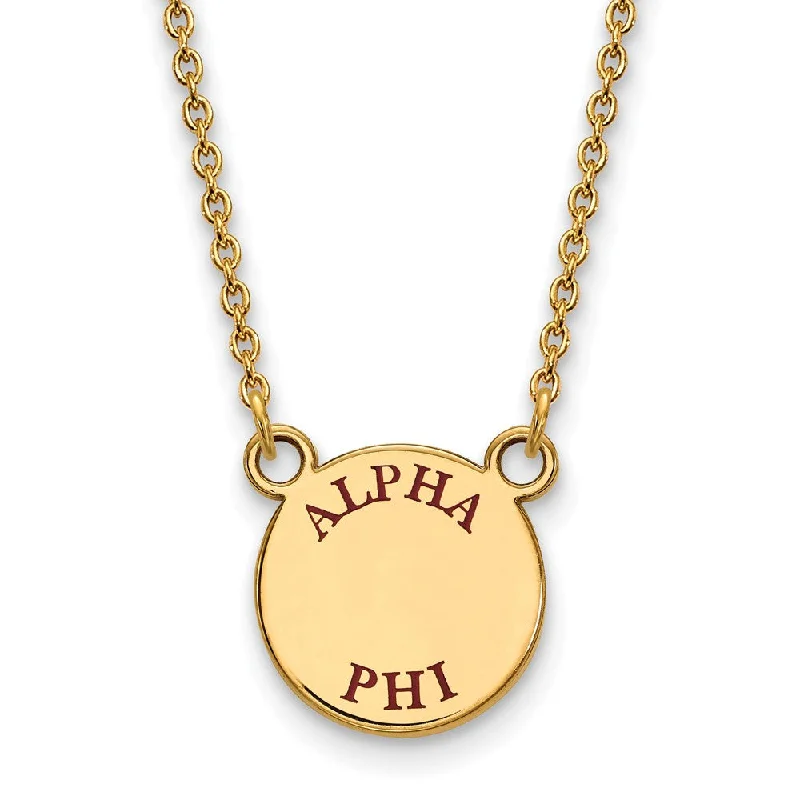 Inset gem necklace-14K Plated Silver Alpha Phi Small Enamel Greek Letters Necklace