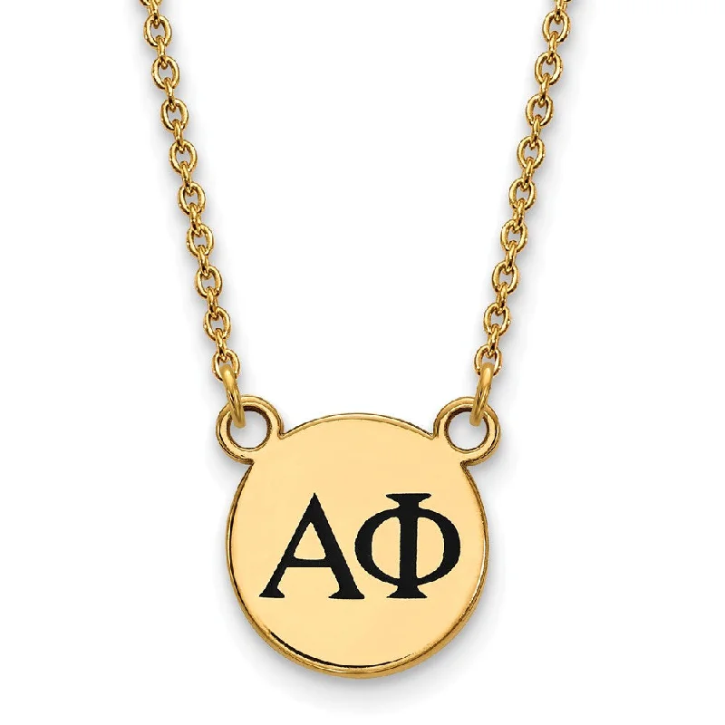 Cast gold necklace-14K Plated Silver Alpha Phi Small Black Enamel Necklace