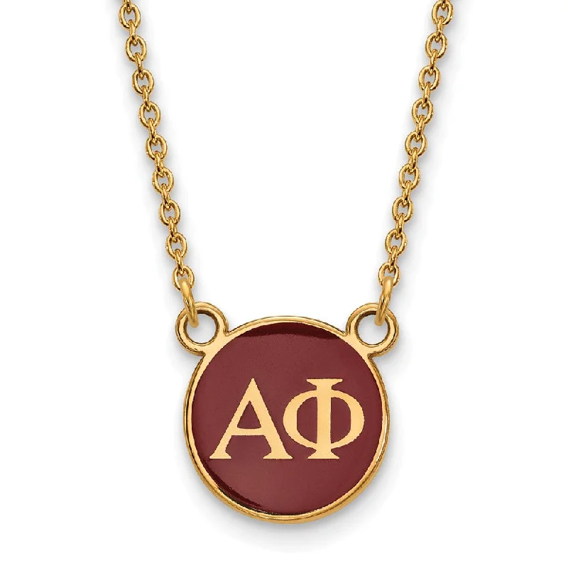 Raised stone necklace-14K Plated Silver Alpha Phi Small Red Enamel Disc Necklace