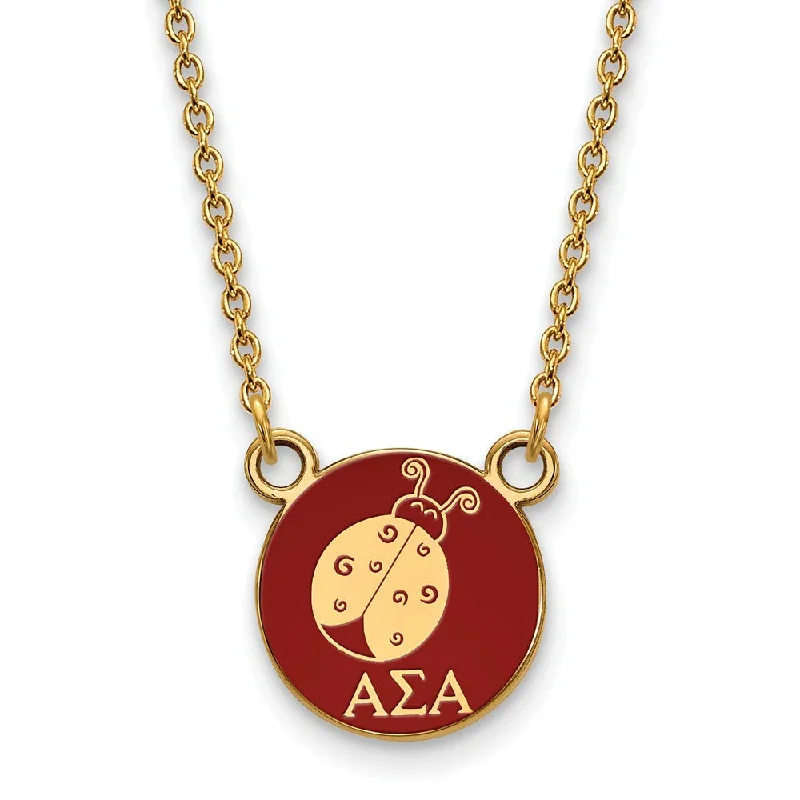 Radiant iolite necklace-14K Plated Silver Alpha Sigma Alpha Small Mascot Red Enamel Necklace