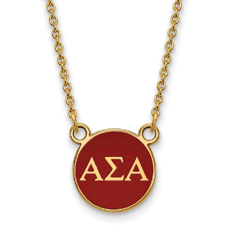 14K Plated Silver Alpha Sigma Alpha Small Greek Letter Enamel Necklace