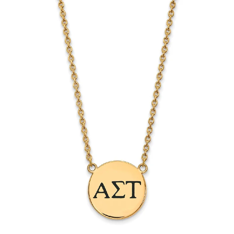 Matte quartzite necklace-14K Plated Silver Alpha Sigma Tau Large Enamel Greek Letters Necklace