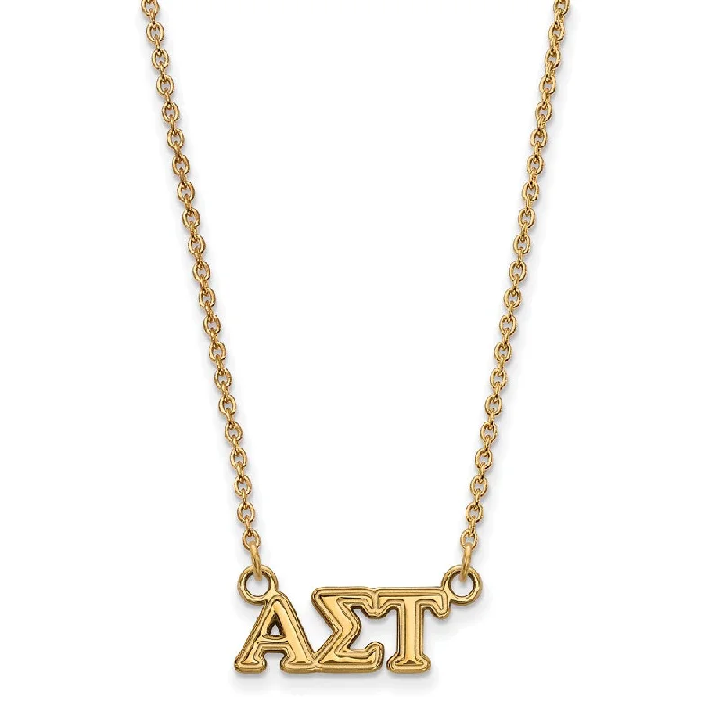 Dusk-cut necklace-14K Plated Silver Alpha Sigma Tau XS (Tiny) Greek Letters Necklace