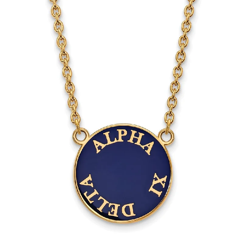 14K Plated Silver Alpha Xi Delta Large Round Enamel Necklace