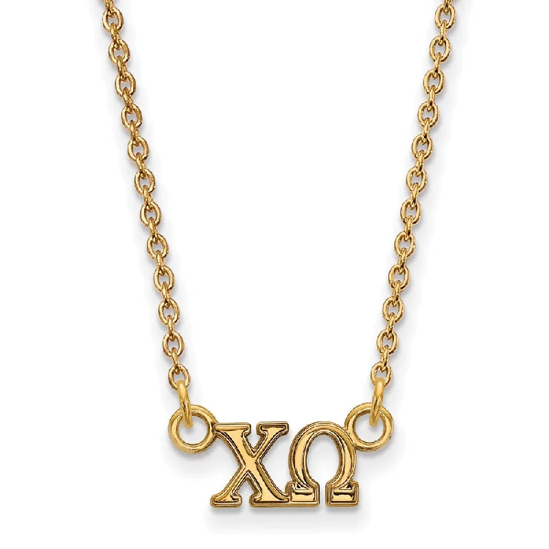 14K Plated Silver Chi Omega XS (Tiny) Greek Letters Necklace