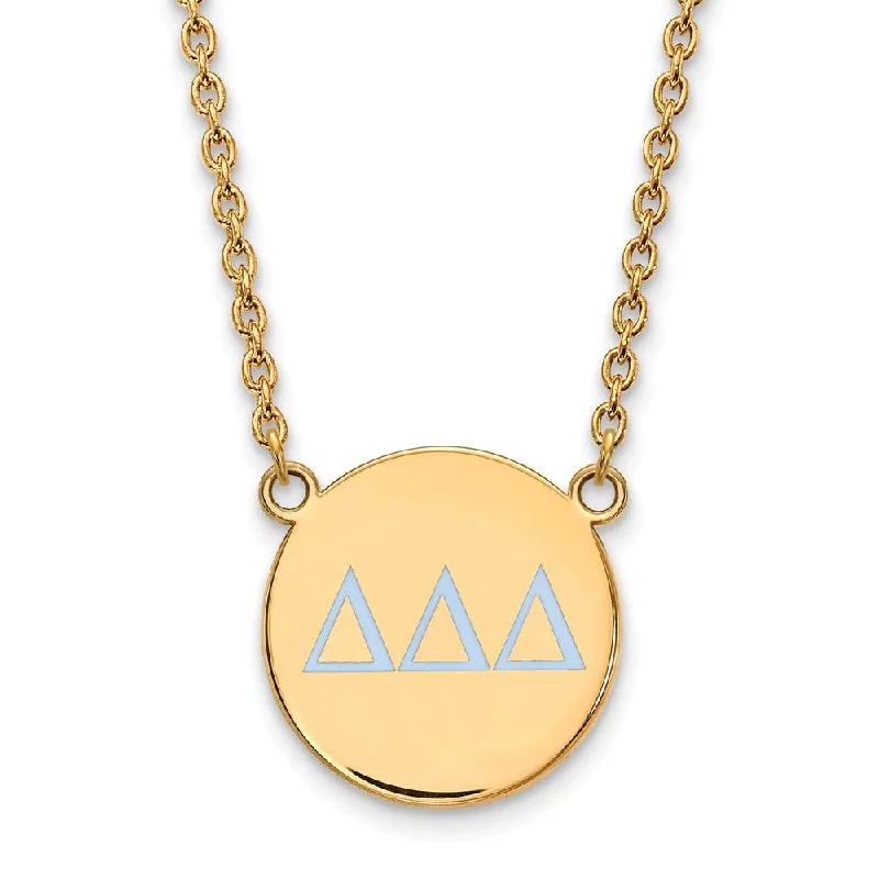 14K Plated Silver Delta Delta Delta Lg Enamel Greek Letters Necklace