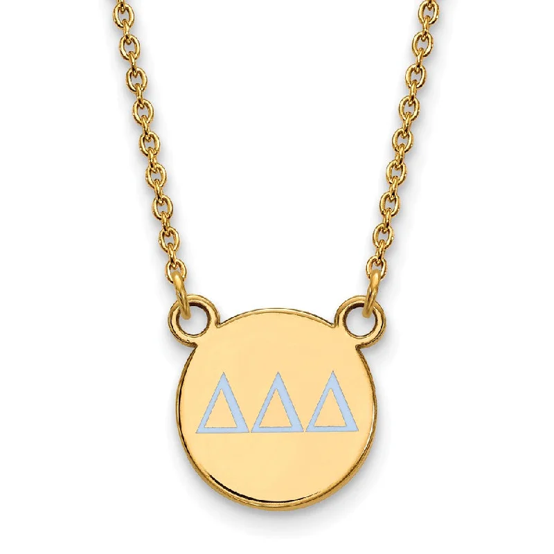 14K Plated Silver Delta Delta Delta Small Lt Blue Enamel Necklace