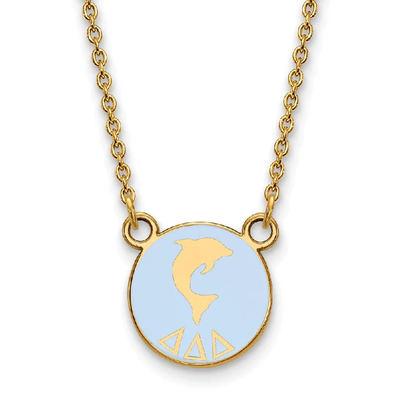 14K Plated Silver Delta Delta Delta Small Enamel Mascot Necklace