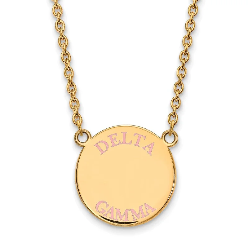 Neat cut necklace-14K Plated Silver Delta Gamma Large Pink Enamel Necklace