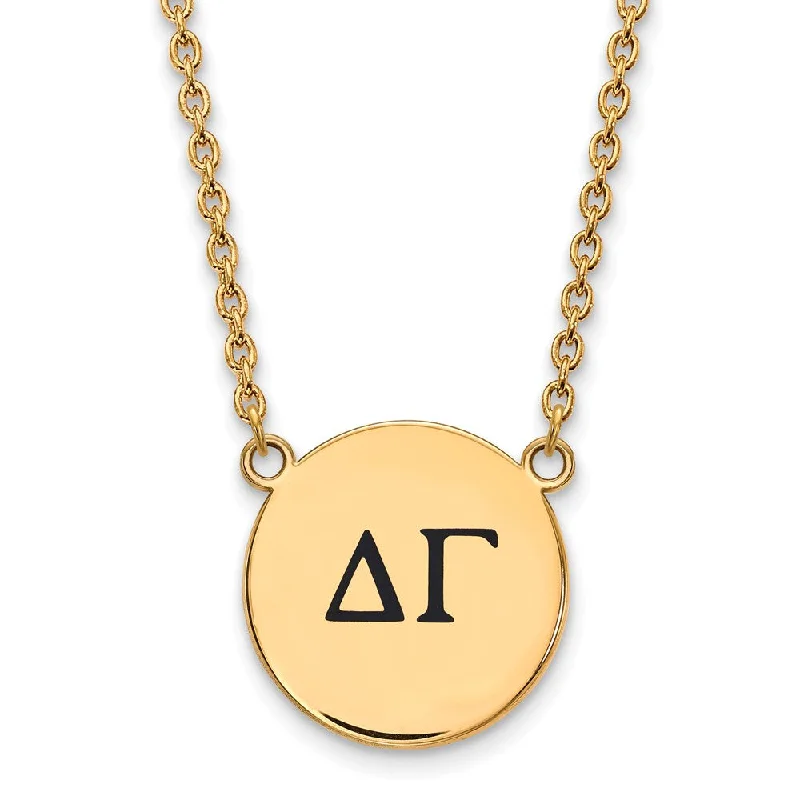 14K Plated Silver Delta Gamma Large Enamel Greek Letters Necklace