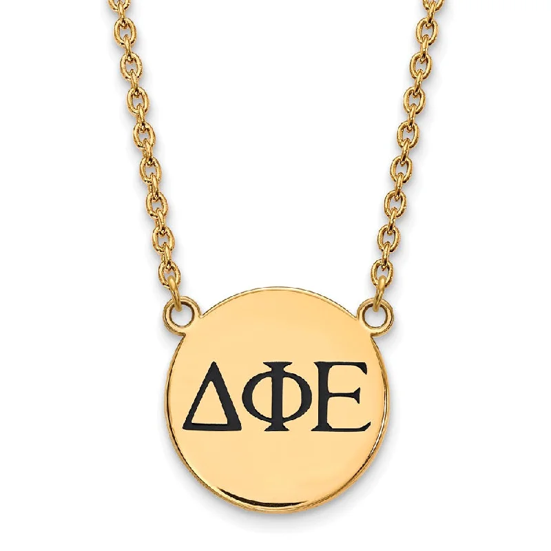 Connected chain necklace-14K Plated Silver Delta Phi Epsilon Lg Enamel Greek Letters Necklace