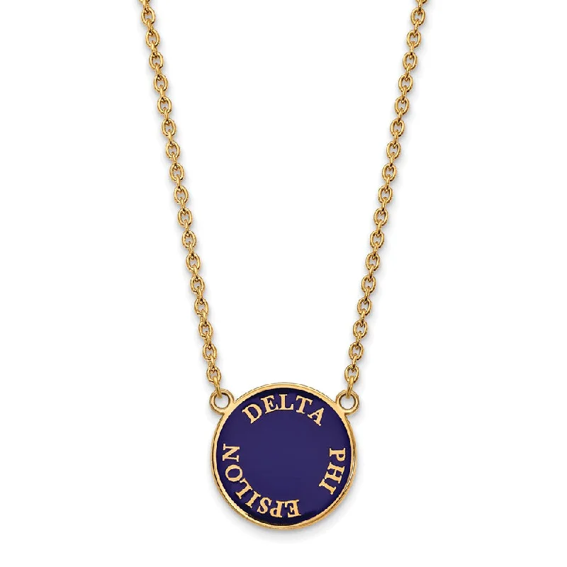 Inset gem necklace-14K Plated Silver Delta Phi Epsilon Large Enamel Disc Necklace