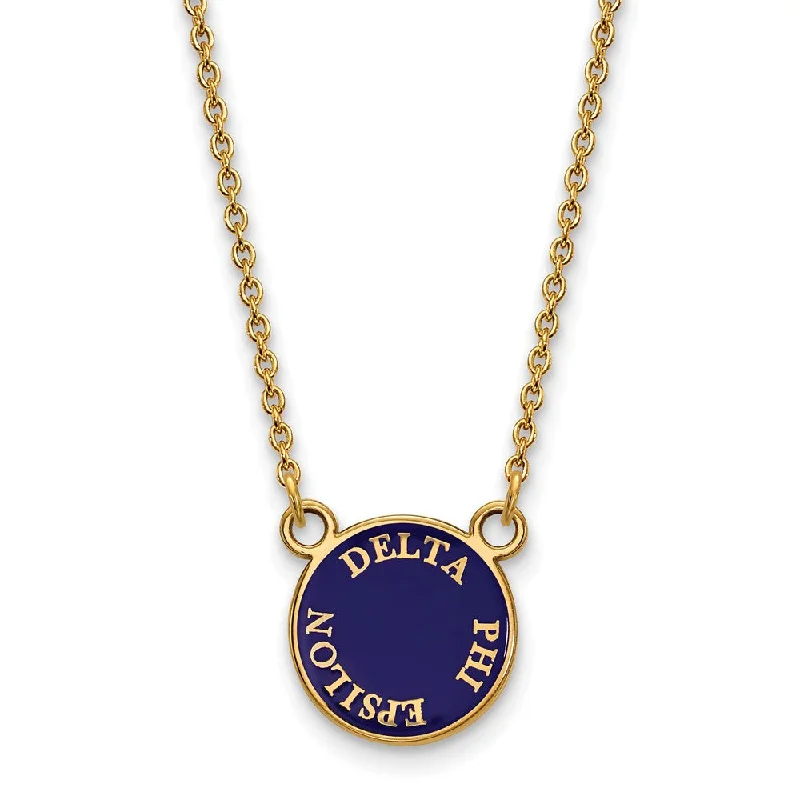 Incised gem necklace-14K Plated Silver Delta Phi Epsilon Small Enamel Disc Necklace