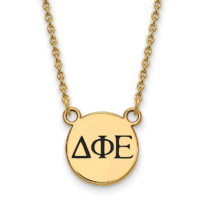 14K Plated Silver Delta Phi Epsilon Sm Enamel Greek Letters Necklace