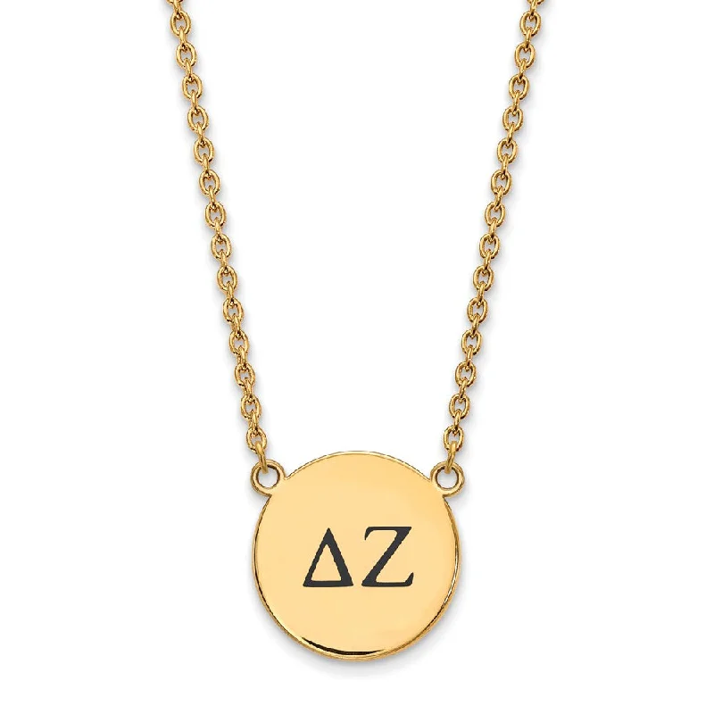 Protruding stone necklace-14K Plated Silver Delta Zeta Large Enamel Greek Letters Necklace