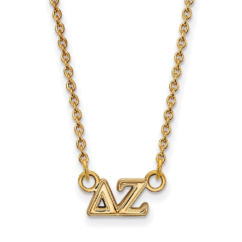 Light-carved necklace-14K Plated Silver Delta Zeta XS (Tiny) Greek Letters Necklace