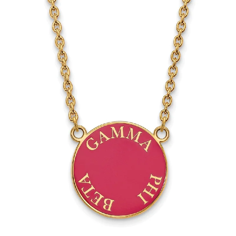 Carved initial necklace-14K Plated Silver Gamma Phi Beta Large Enamel Disc Necklace