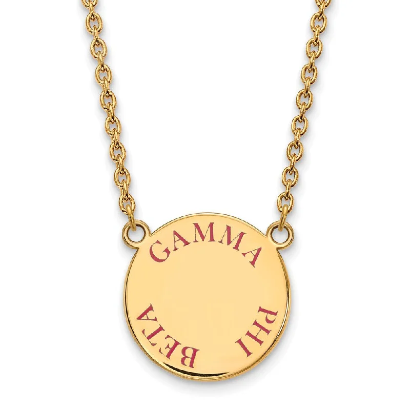 14K Plated Silver Gamma Phi Beta Large Dk Pink Enamel Necklace