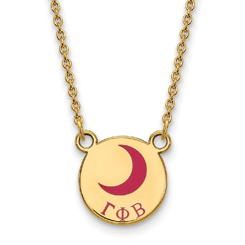 Smooth-cut necklace-14K Plated Silver Gamma Phi Beta Small Enamel Necklace