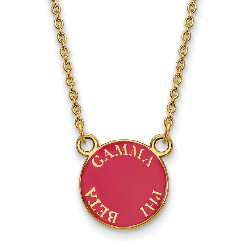 Vivid diamond necklace-14K Plated Silver Gamma Phi Beta Small Enamel Disc Necklace