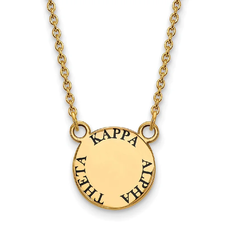 14K Plated Silver Kappa Alpha Theta Small Black Enamel Necklace