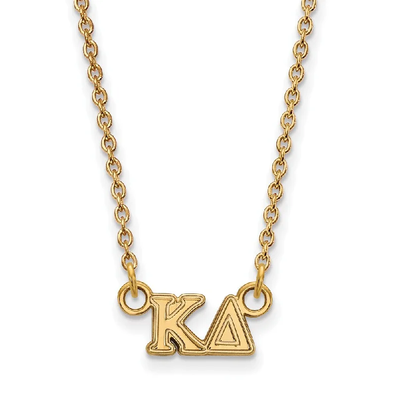 Cast silver necklace-14K Plated Silver Kappa Delta XS (Tiny) Greek Letters Necklace