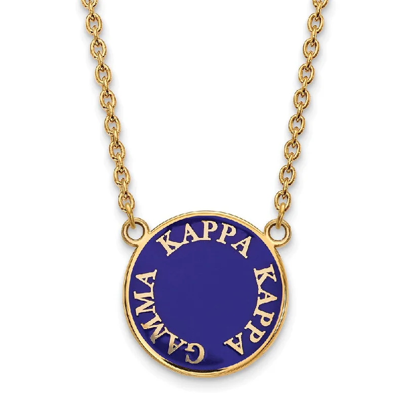 Delicate filigree necklace-14K Plated Silver Kappa Kappa Gamma Large Enamel Disc Necklace