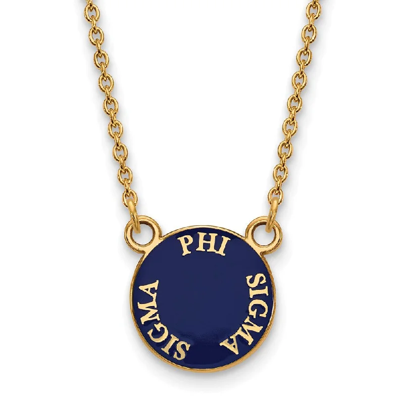 14K Plated Silver Phi Sigma Sigma Small Enamel Disc Necklace